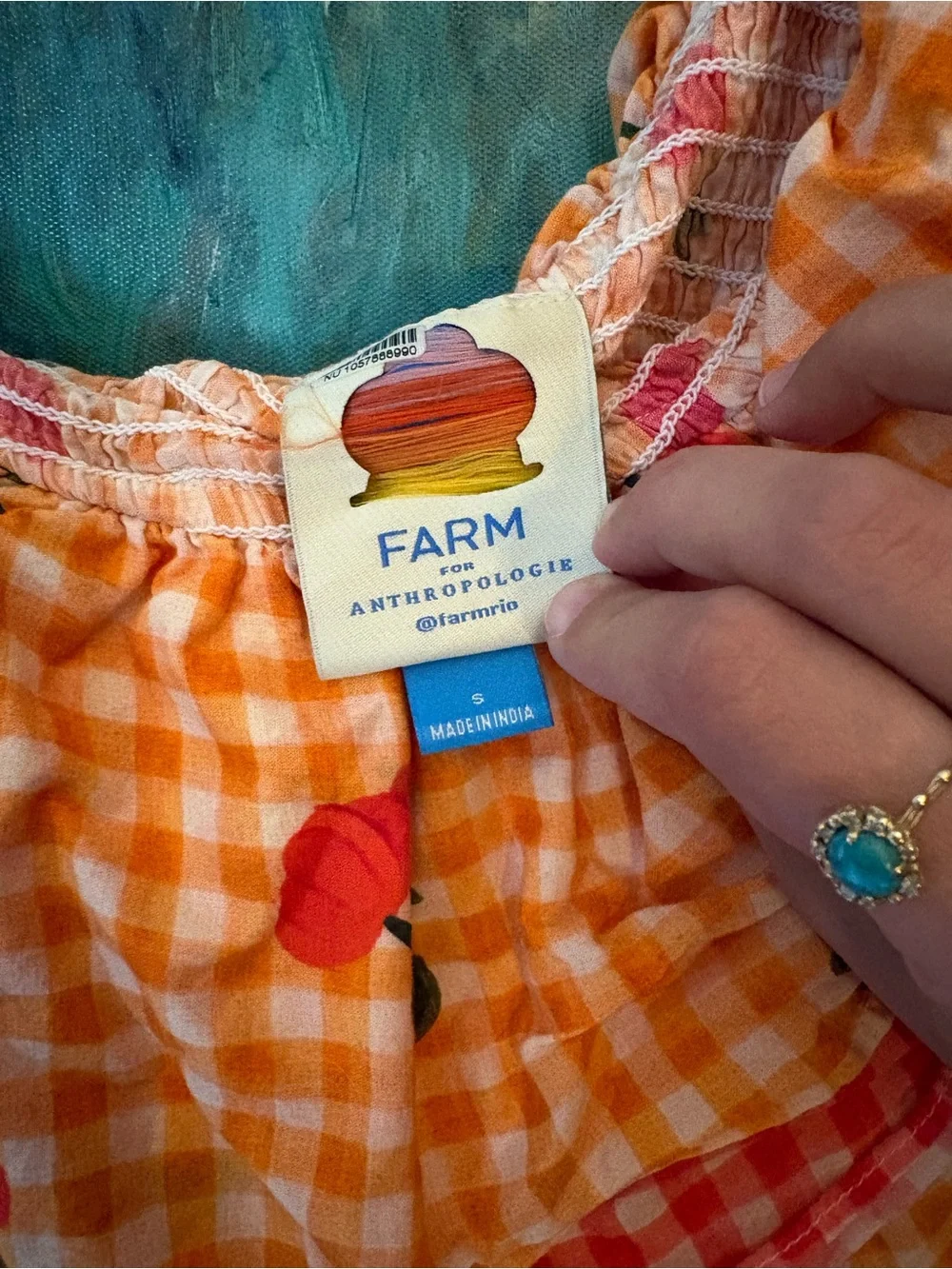 Farm Rio One-Shoulder Gingham Ruffle Dress - Picture 3 of 3